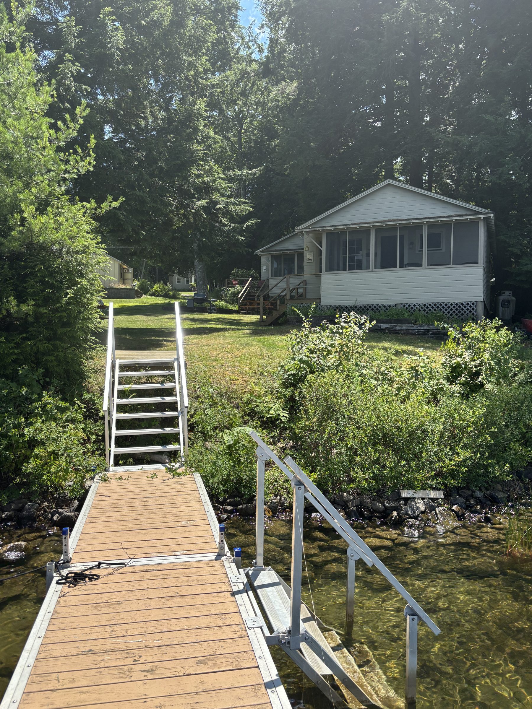Dock stairs leading into the lake